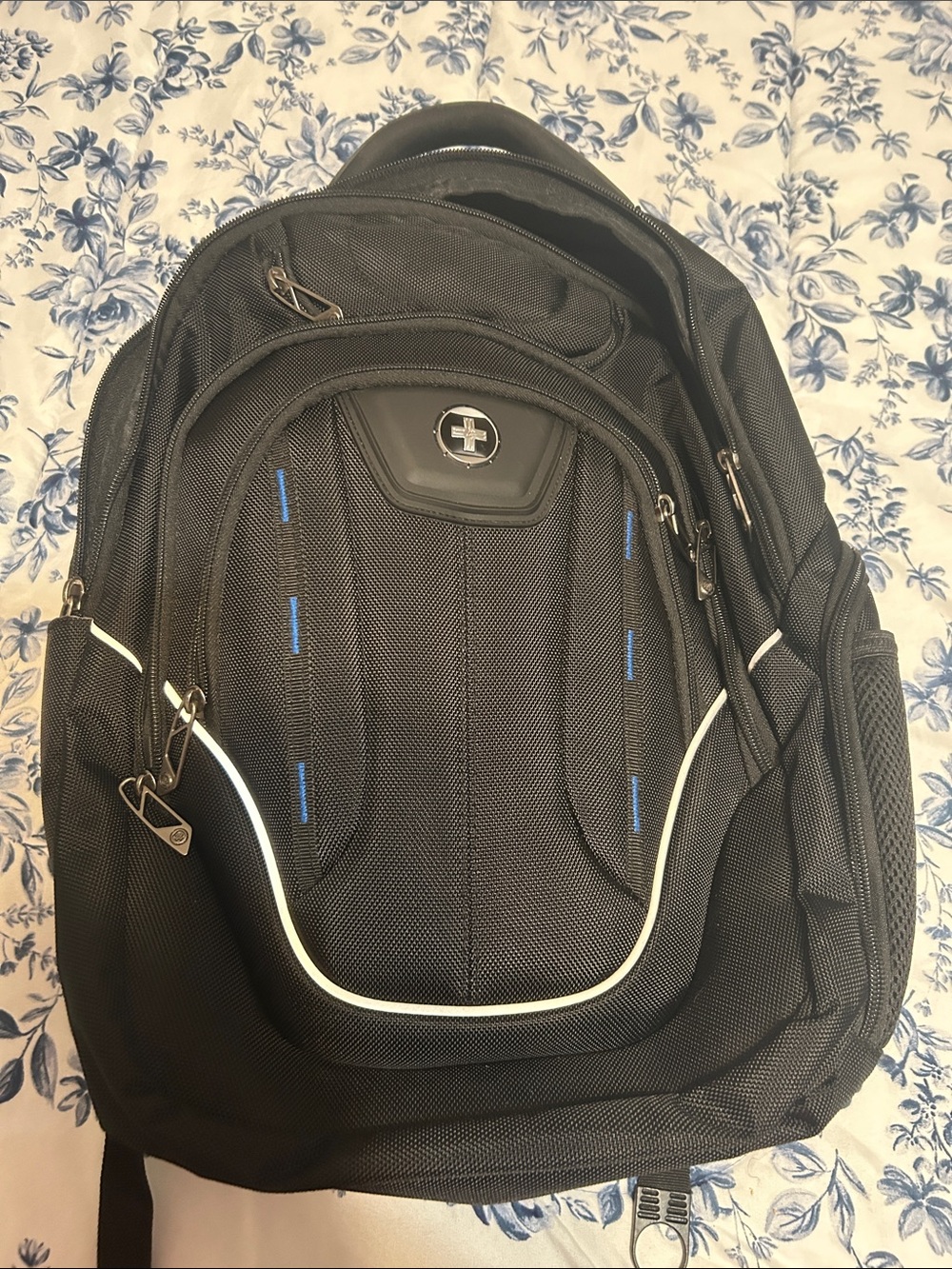 SwissGear Black Laptop Backpack with White Trim